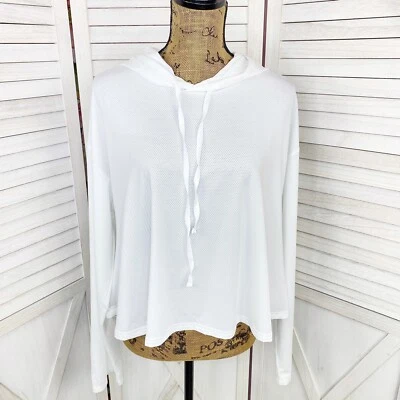 Fabletics Kaia Cropped Hoodie Womens XL White Light Weight Perforated - Image 1 of 4
