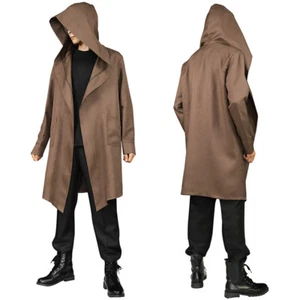 Herren weiche Kapuze Cardigan Jacke Mantel Umhang Poncho Schal Mantel Top Tasche - Bild 1 von 19