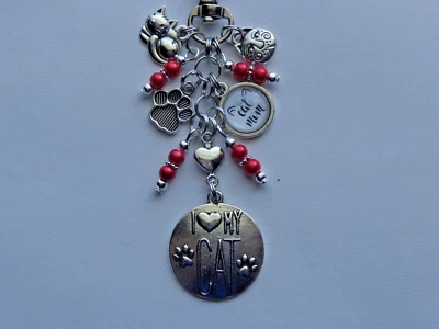 CATO MAMÁ GATOS AMANTES GATITO PATA IMPRESIÓN LLAVERO MONEDERO CLIP BOLSO ENCANTO MOCHILA FOB Foto 1 de 4