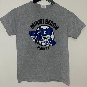 Miami Beach Florida Short Sleeved Gray Shark T-Shirt Youth Medium - Picture 1 of 7