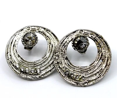 Aretes circulares de plata con cristales de Swarovski de temporada Foto 1 de 3