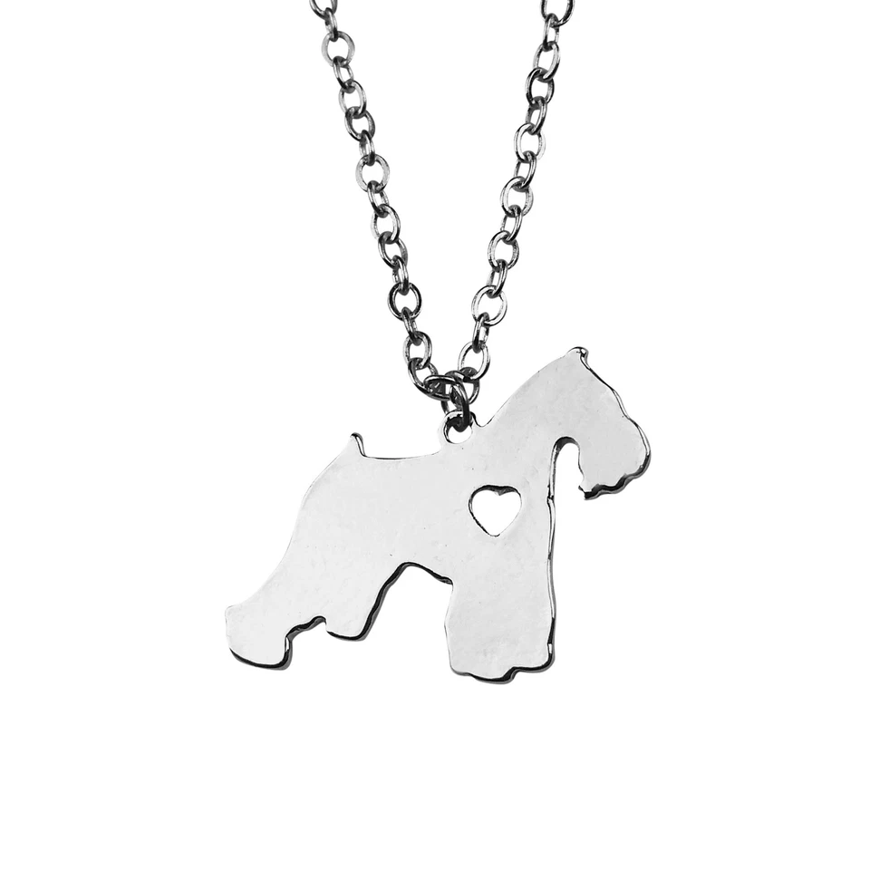 Art Attack Silvertone Dog Lover Heart Outline Bull Terrier Pet Puppy Necklace