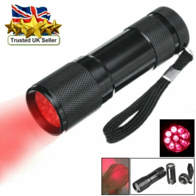 670nm 9LED Deep Red Light Flashlight Against Deteriorating Eyesight Red Torch AU - Imagen 1 de 4