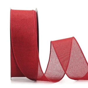 2.5 Inch x 40 Yards Red Burlap Wired Ribbon for Christmas Home Decoration Gif... - Picture 1 of 4
