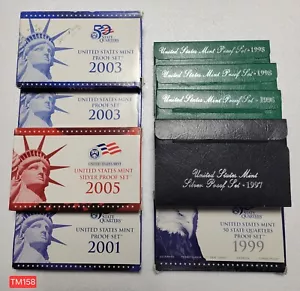 1996 - 2005 US Mint Proof Set lot Original Boxes 9 Sets (2 are SILVER) TM158 - Picture 1 of 1