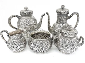 A Fine Tiffany & Co. Persian-inspired Sterling Silver Tea - Coffee Set c. 1875 - Picture 1 of 15