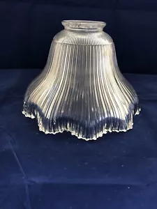 Vintage Clear Ribbed Glass Ruffle Light Lamp Shade Fluted Edge - Picture 1 of 7