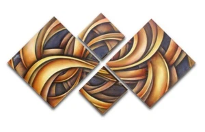 A MIX modern decorative large 4-piece original Michael Lang painting earth tones - Picture 1 of 7
