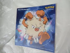 Primeape POKEMON Sticker 4-3/4" x 4-3/4" PIG MONKEY Vintage 1999 Boxer FIGHTING - Picture 1 of 2