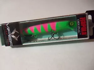 1 esca Rapala Minnow F11 VIPER persico verde/rosa personalizzata nuova con scatola - Foto 1 di 7