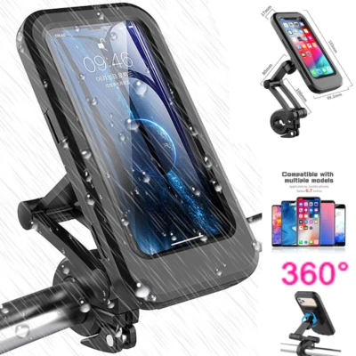 Holder Motorcycle Cell Phone Bike Waterproof Handlebar Touch Screen Case Mount - Image 1 of 4