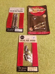Lote De Colección De 8 ANCLAJES DE PARED/PUERTA HUECO para paneles de yeso Sears & Arro 3/16" 5/8"  - Imagen 1 de 7