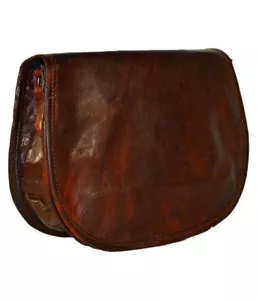 Cartera de mujer de 13" vintage de cuero marrón genuino bandolera bolso hecho a mano - Imagen 1 de 4