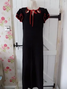 Original Vintage 1970's Radley of London Judy Inspired Black Crepe Dress Size 16 - Picture 1 of 8