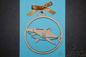 Laser Cut HAWAIIAN SHARK MANO Tropical Wooden Ornament Gift Tag Made in Hawaii - Picture 1 of 2