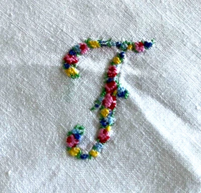 Pretty White Linen Vintage Handmade Handkerchief - "F" Initial - Image 1 of 2