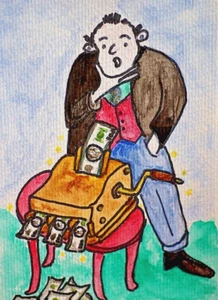 Watercolour / Pens Drawing Titled Gold Business 105 x 148mm B Ulikowska 2023 - Picture 1 of 9