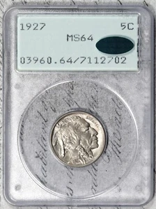 1927-P Buffalo Nickel PCGS CAC MS64 Old Rattler Holder #EHB5 - Picture 1 of 4