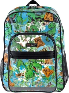 Clear PVC School Backpack with Green Dinosaur Pattern, Children Transparent Bag - Picture 1 of 7
