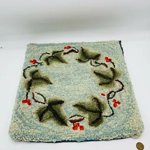 Antiker handgefertigter quadratischer Kissenbezug mit Haken Blumenranken Cottagecore primitiv - Bild 1 von 7