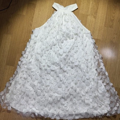 Women’s High Neck Sleeveless Mesh Floral Appliqué Lined Mini Dress Sz S Bridal - Image 1 of 4