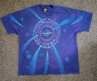 Vintage Harley-Davidson Out Of This World XL 1995 Tshirt AOP Galaxy USA - Image 1 of 4