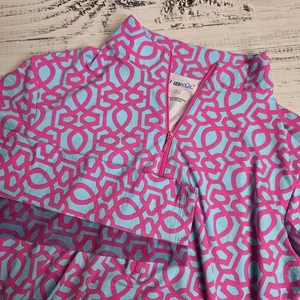 IBKUL Damen verstellbarer Langarm Reißverschluss Golf Stehkragen 1/4 Reißverschluss XL pink türkis - Bild 1 von 11