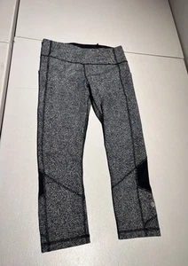 Lululemon Crop Women's 6 Black White Speckled Pace Rival Leggings Gym Yoga Pants - Picture 1 of 10