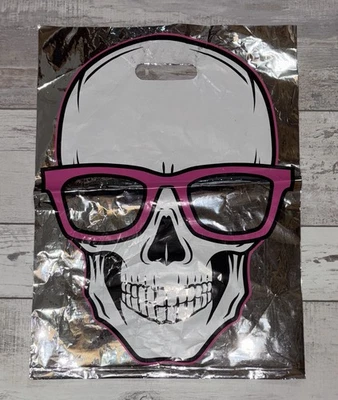 Halloween Reusable Trick or Treat Bag - Silver/Skull w/Sunglasses 💀🕶️     E - Image 1 of 2