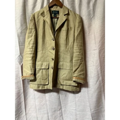 Lauren Ralph Lauren женский блейзер льняной верховая езда кожаная отделка размер 6 - Изображение 1 из 4