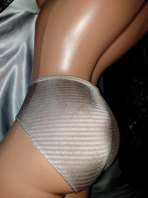 Винтажные шелковистые атласные серо-коричневые трусики нейлоновые новые 1x 46/48" - Изображение 1 из 4