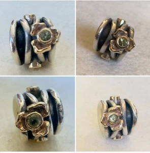 Pandora 14k Gold & Sterling Silver Peridot Diamond Charm #790318D - Picture 1 of 6