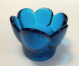 VIKING Art Glas türkis blau Kieselstein Textur 6 Blütenblätter Tulpe Votivkerzenhalter - Bild 1 von 7