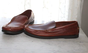 LL Bean Brown Leather Loafers Moccasins Boat Shoes 11D Preppy Ivy Style - Picture 1 of 10