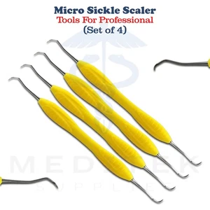 4 Dental Micro Sichel Scaler Parodontal Interproximal Scaling Silikon Griff - Bild 1 von 3