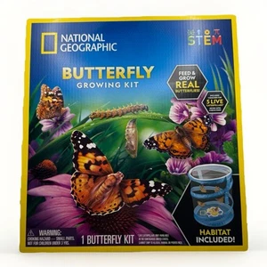 NATIONAL GEOGRAPHIC Butterfly Growing Kit Habitat 5 Caterpillars Voucher STEM - Picture 1 of 4