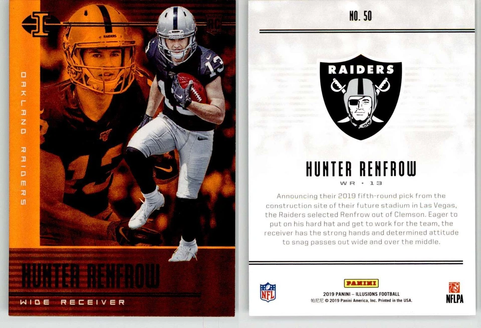 Hunter Renfrow 2019 Illusions Orange #50 Clemson Raiders Panthers RC - Image 1 of 1