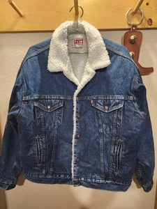 Vitage Levi's Giacca Denim Foderata Sherpa Made in USA Uomo XL - Foto 1 di 9