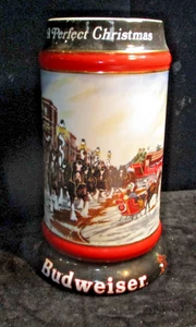 Vintage 1992 Budweiser Holiday Beer Stein Mug Clydesdale Series Christmas w Tag - Picture 1 of 5