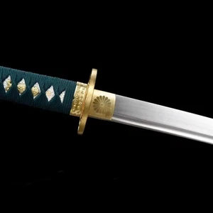 Espada Samurai Japonesa Hecha a Mano Katana Primavera Acero Laca Negra Saya Latón Ajuste - Imagen 1 de 10