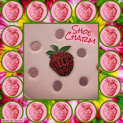 Beatles Inspired Metal Shoe Charm Strawberry Fields Music Themed Clog Decoration - Image 1 of 4