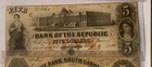 New Listing1855 $5 Bank Of The Republic Providence, Rhode Island Ri Obsolete! Vf! Sn#921