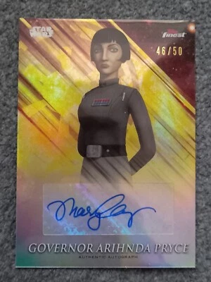 2018 TOPPS FINEST STAR WARS MARY ELIZABETH MCGLYNN GOLD REFRACTOR AUTO/50 — 第 1/2 张图片