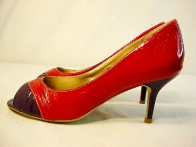 Zapatos de salón chinos de lavandería con punta abierta para mujer talla 10 rojo púrpura profundo nuevos zapatos de tacón frSh Foto 1 de 4