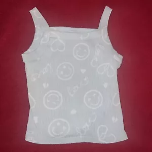 Camicia Blu Ragazze Wonder Nation Taglia 4/5 XS Smiley Face Love Spaghetti Strap Gioco - Foto 1 di 7