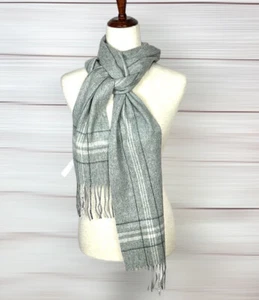Sciarpa lunga Ann Taylor in cashmere grigia con frange unisex nuova senza etichetta - Foto 1 di 9