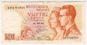 1966 Belgium 50 Francs 317739707 Paper Money Banknotes Currency - Picture 1 of 2