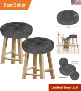 Set of 2 Super Soft Round Bar Stool Cushion Covers - Gray-Black, 12" Diameter - Picture 1 of 9