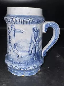 Vintage Robinson Blue Salt Glaze Golfer 5 1/2 In Beer Stein - Picture 1 of 11