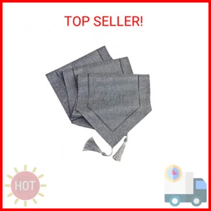 Dark Grey Table Runner Dresser Runners Washable Cotton Linen Table Runners with - Picture 1 of 2